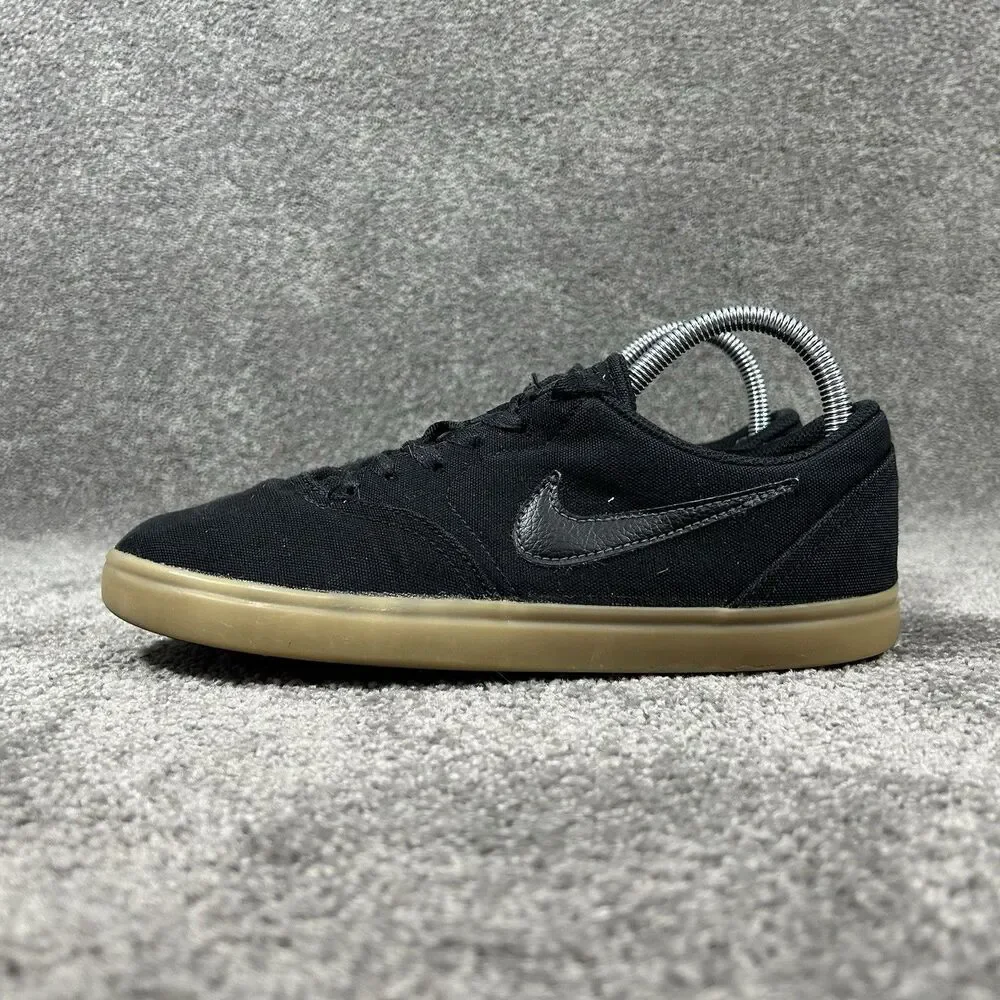 Nike SB Check 905373-006 Youth Size 7Y Black Canvas Gum Skate Shoes Used